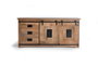 GINER Y COLOMER Buffet de style industriel en bois massif d'acacia et métal, 2 portes coulissantes, 2 tiroirs, couleur naturel, 80 x 165 x 45 cm